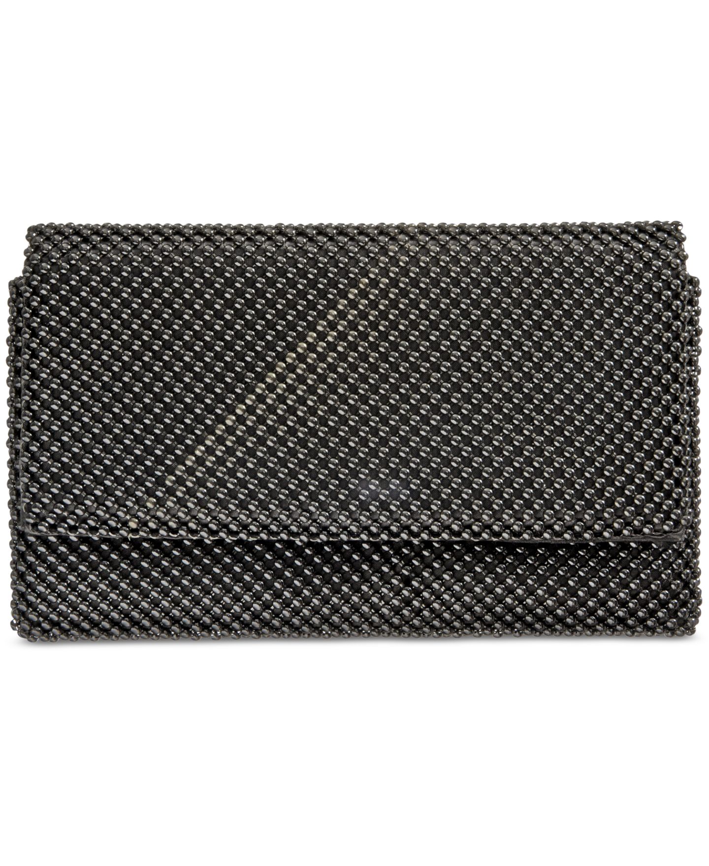 Женский клатч I.N.C. International Concepts Prudence Shiny Mesh Clutch, цвет: Чёрный / Серебряный — фото 1