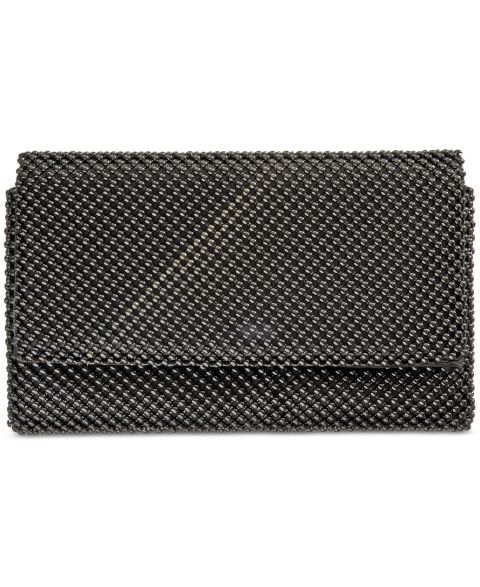 Женский клатч I.N.C. International Concepts Prudence Shiny Mesh Clutch, цвет: Чёрный / Серебряный