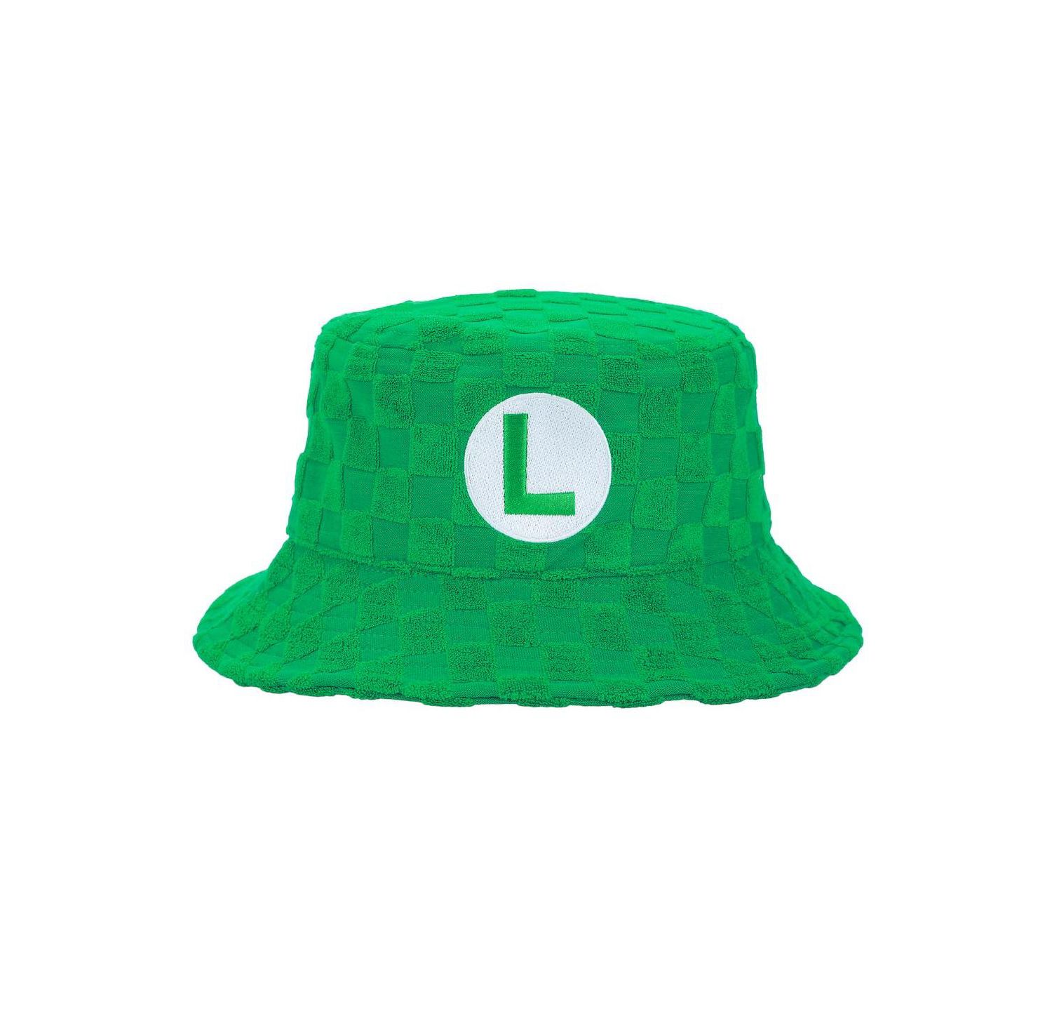 Men's Bros Luigi Logo Green Checkered Bucket Hat