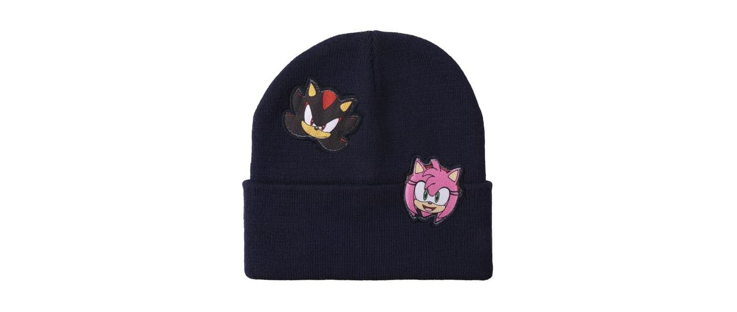 Мужская шапка Sonic The Hedgehog Printed Character Patches Navy Cuff Beanie, цвет: Синий — фото 3