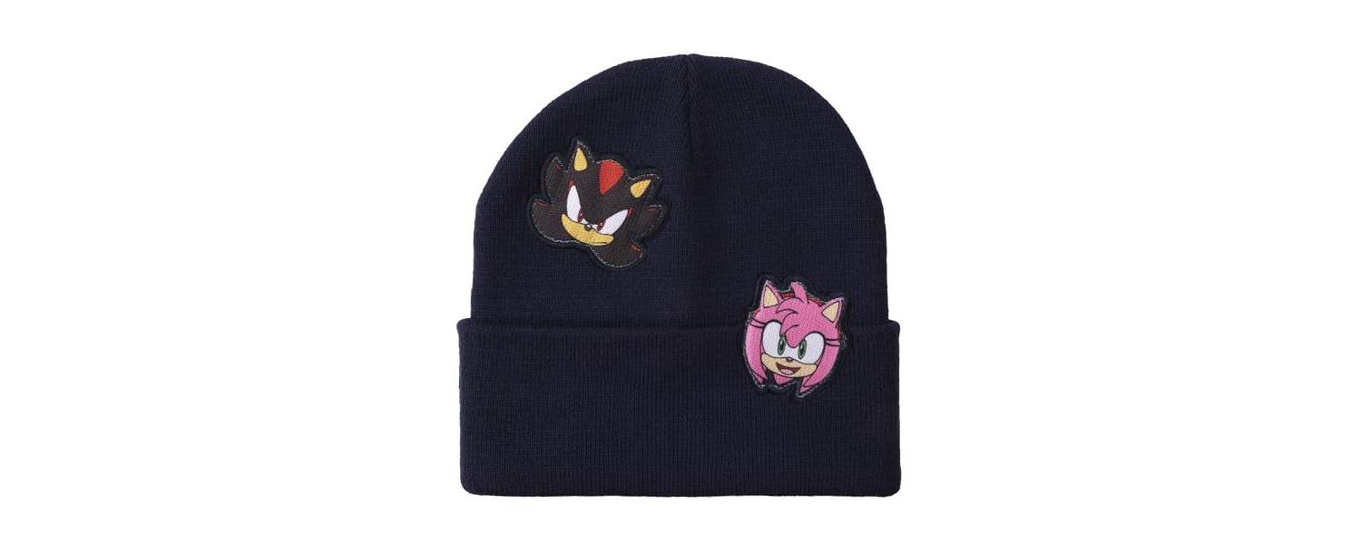Men's Printed Character Patches Navy Cuff Beanie