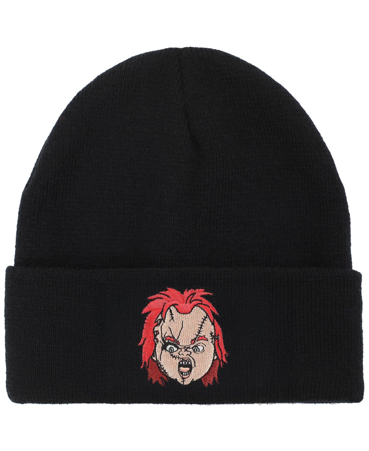 Men's Embroidery Black Acrylic Knit Standard Cuff Beanie