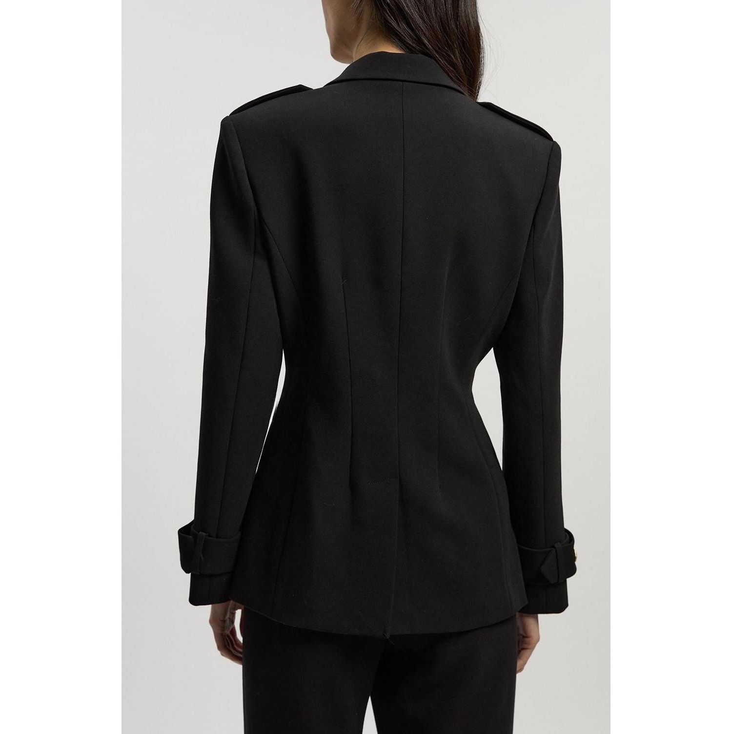 Women's Petite Military Single Breasted Blazer