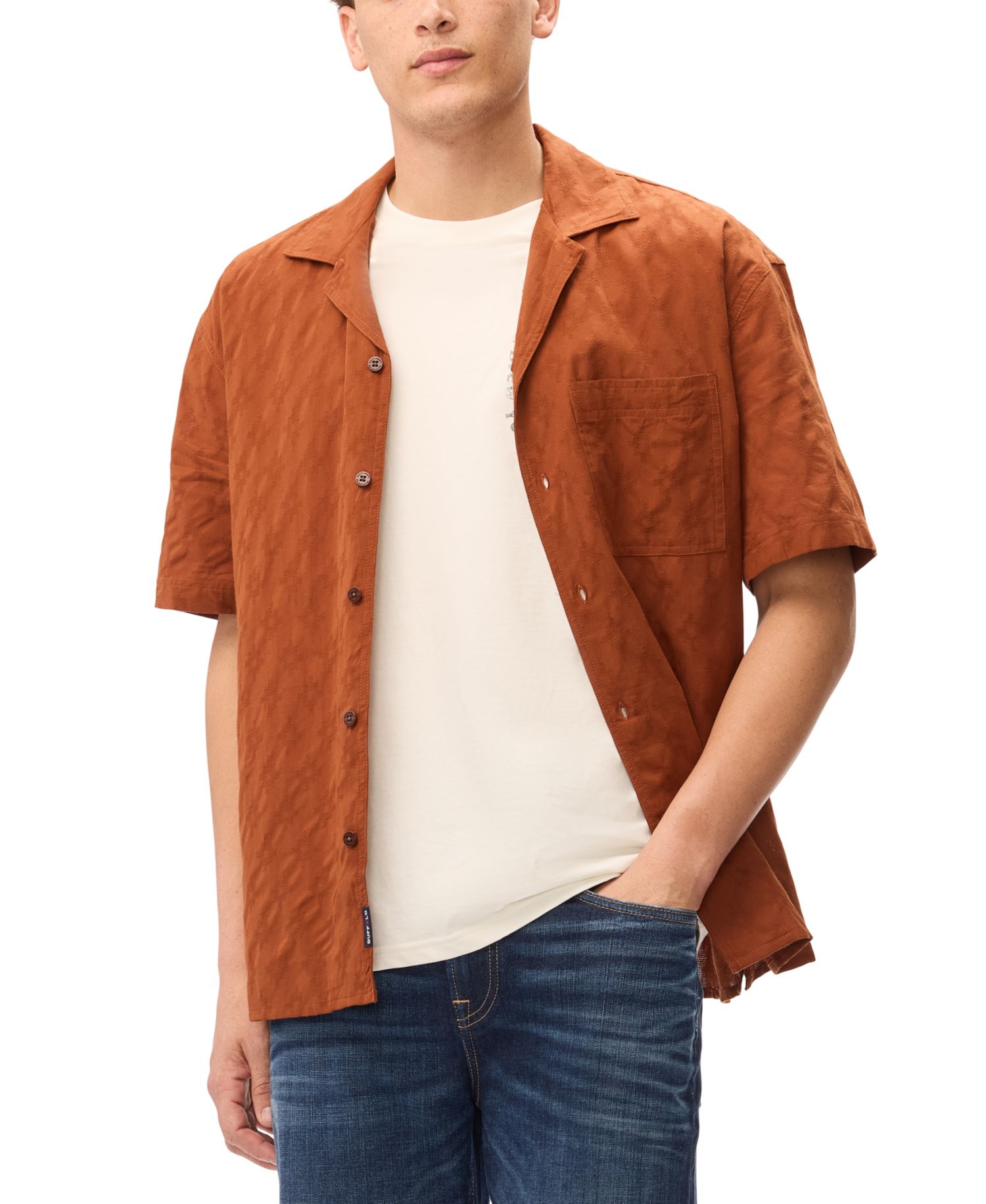 Men's Textured Pattern Short-Sleeves Shirt