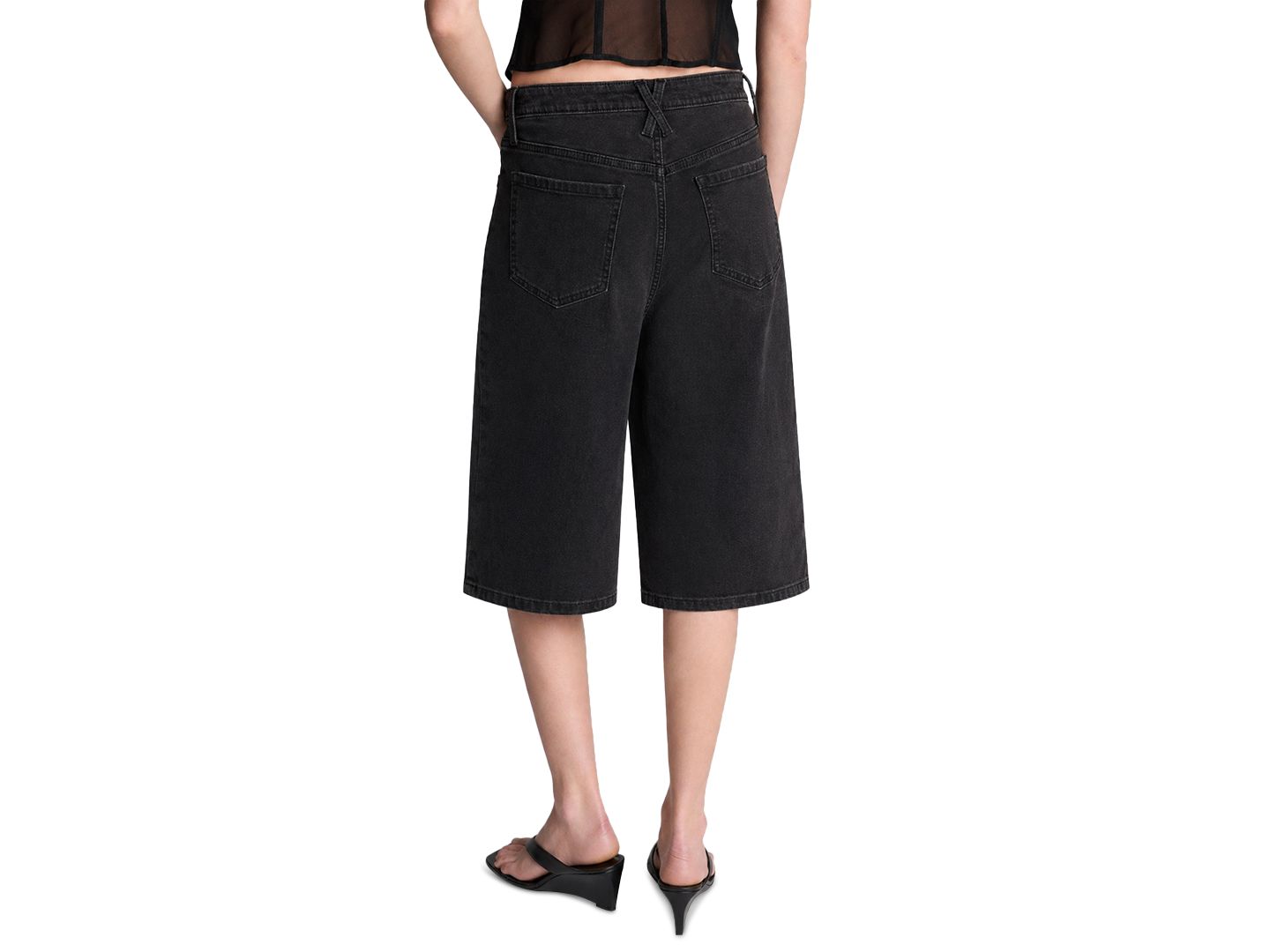 Женские шорты Kenneth Cole Wide Leg High Rise Long Denim Shorts, цвет: Варёный — фото 3
