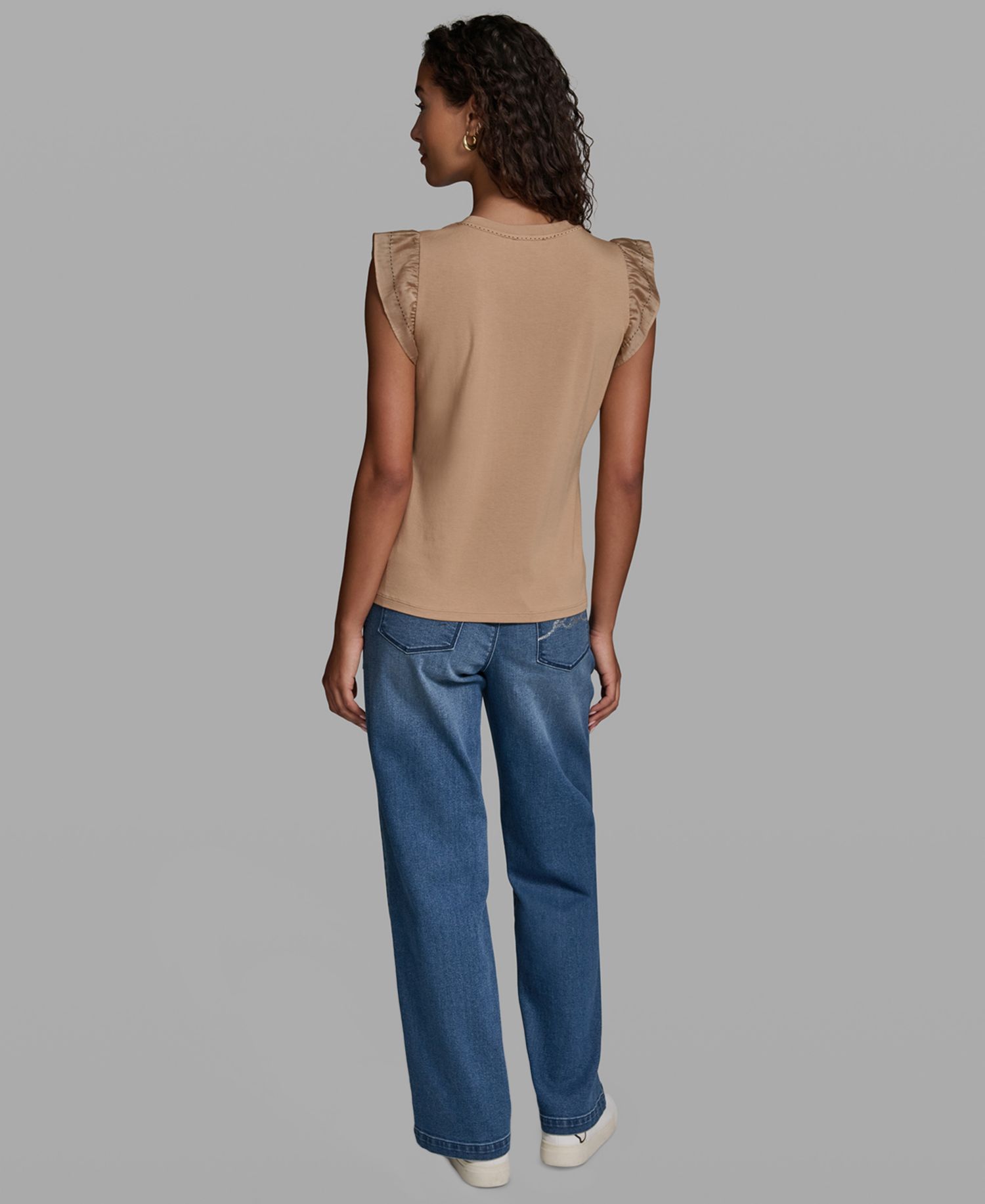 Women's Sleeveless Ruffle Knit Top