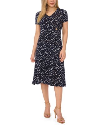 Petite V-Neck Short-Sleeve Midi Dress