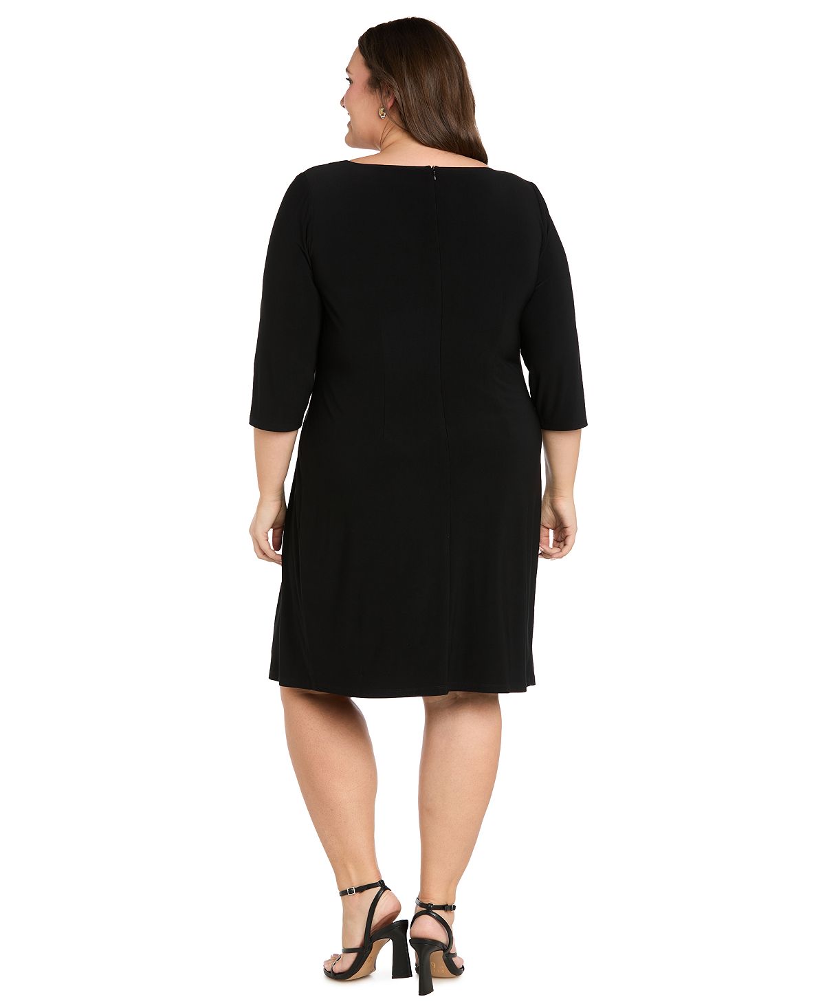 R & M Richards Plus Size Side Buckle Boat Neck Dress view 3 — MAYCSS fashion products