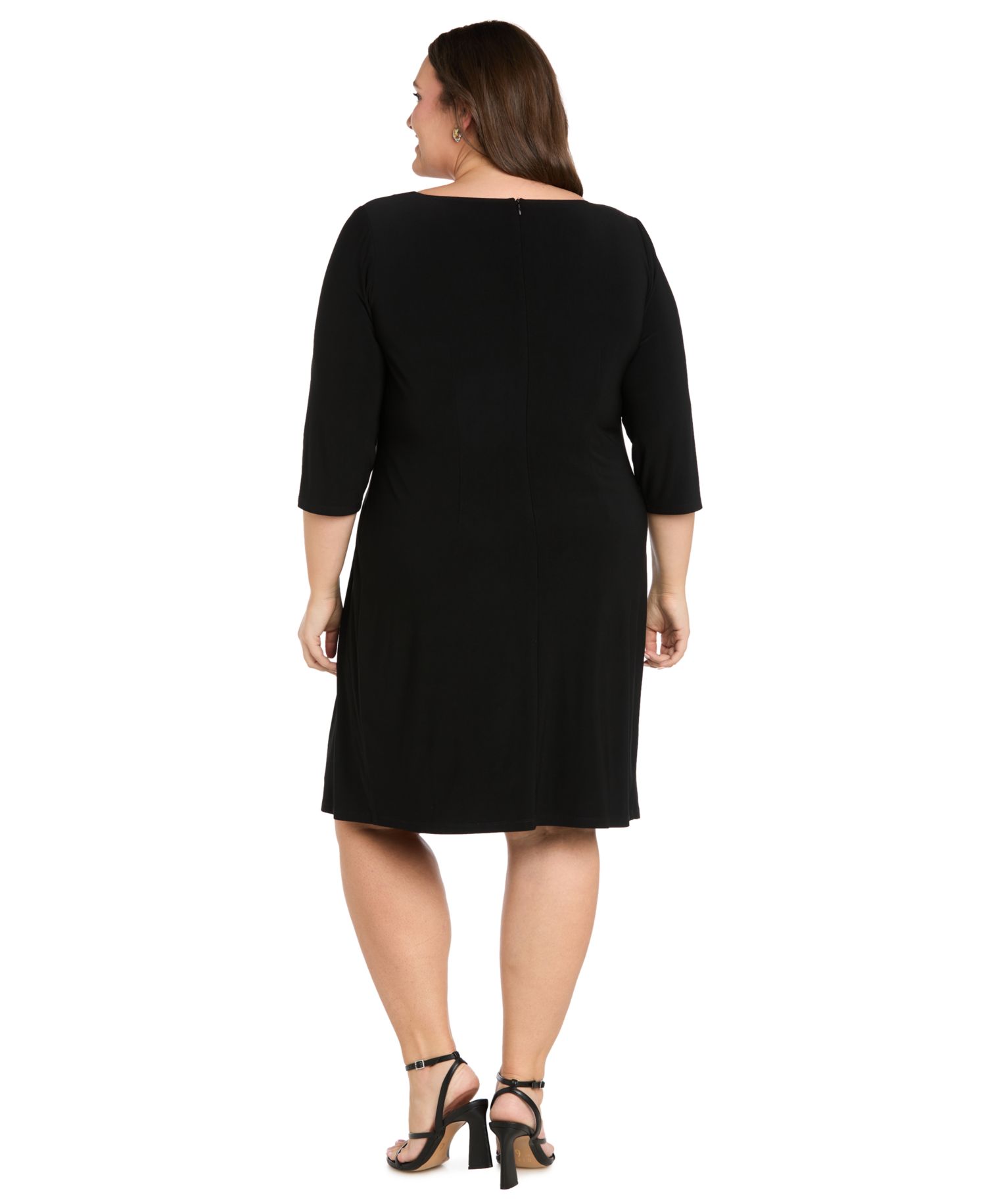 Plus Size Side Buckle Boat Neck Dress