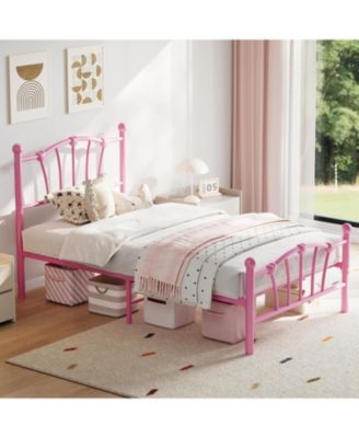 Bed Frame, Bed Frames for Boys, Heavy-Duty Platform Bed with Heart-Shaped Design Headboard & Footboard