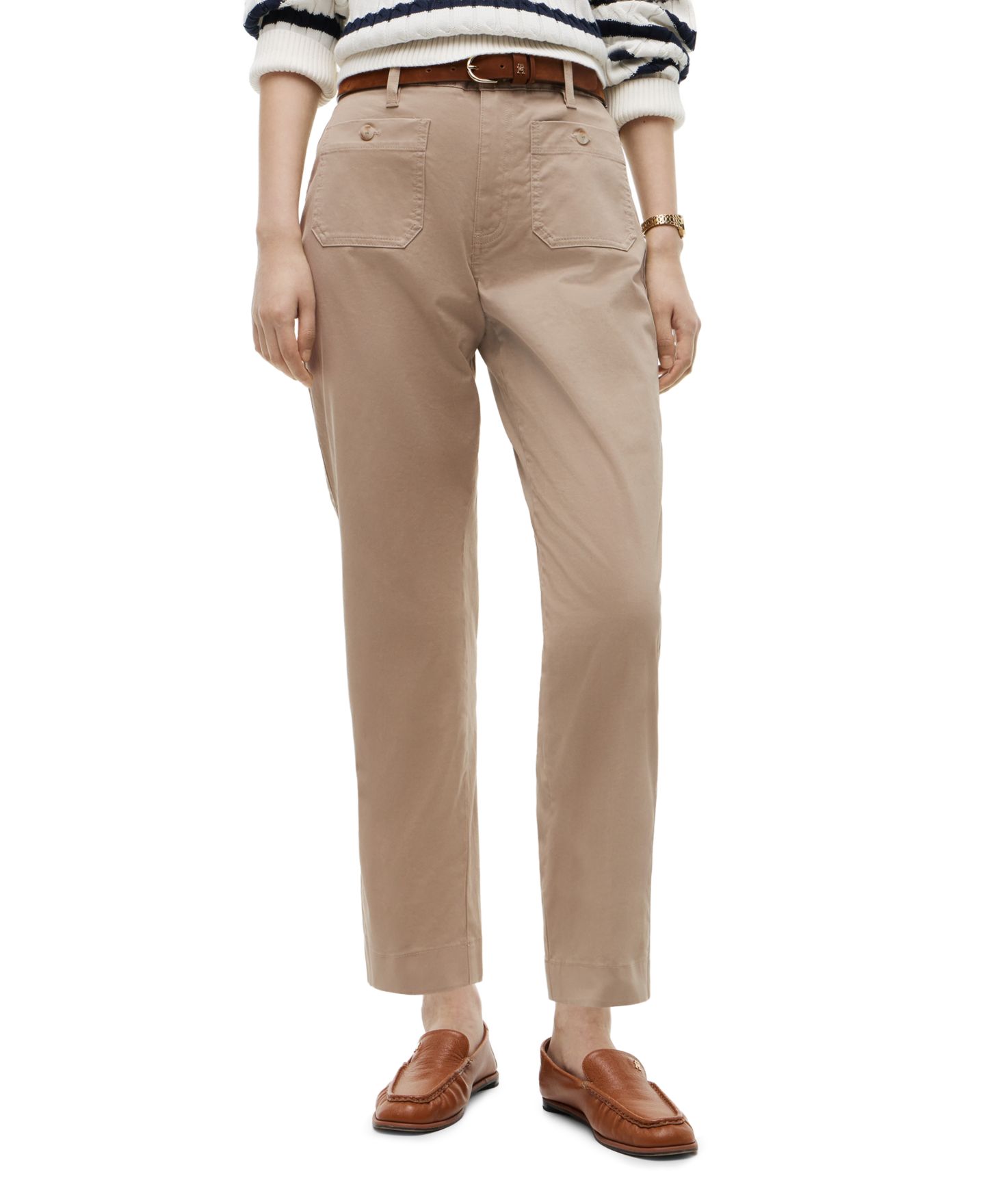 Женские брюки Tommy Hilfiger Twill Patch Pocket Chinos, цвет: Бежевый — фото 3