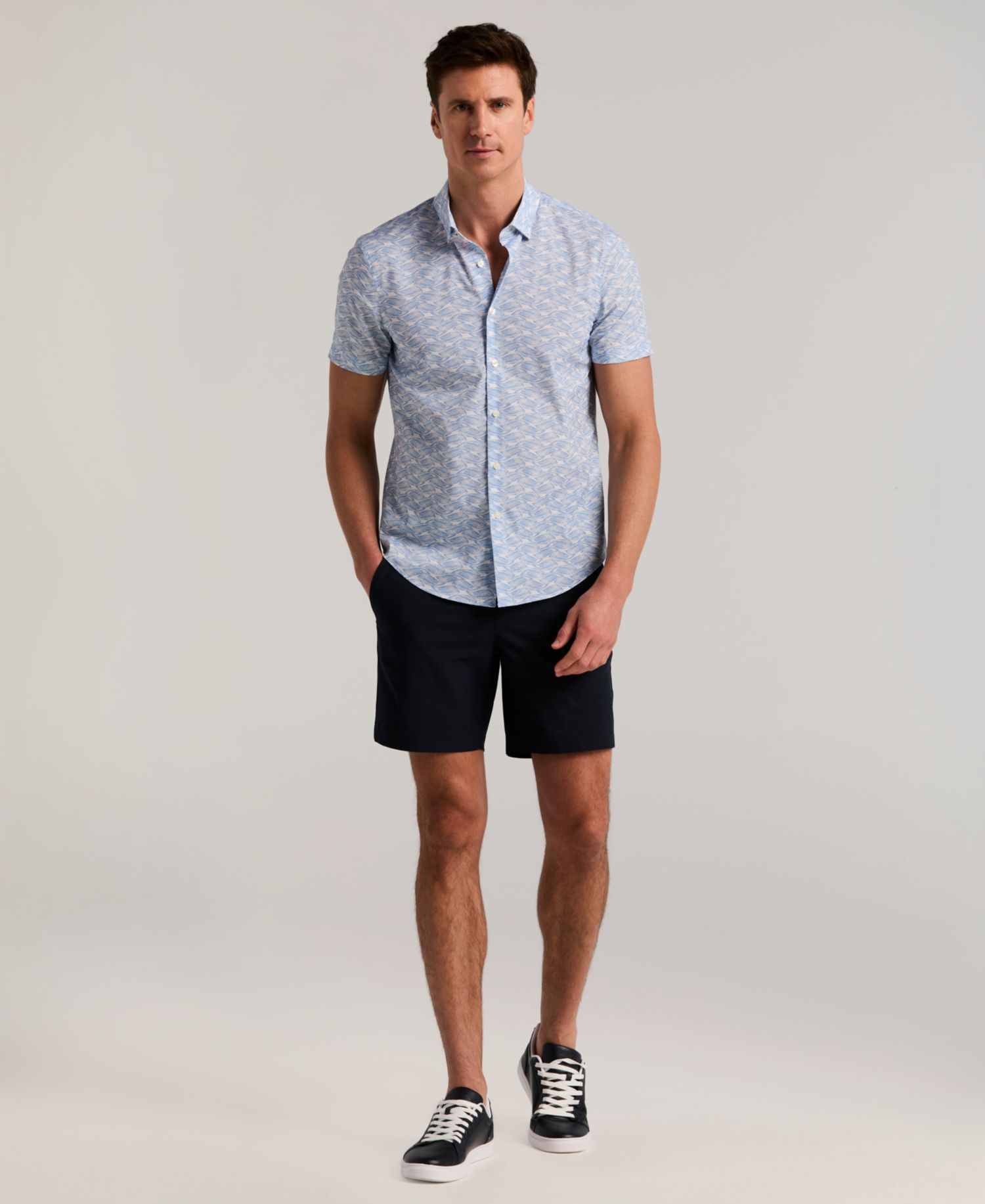 Men's Wave Print Short-Sleeve Shirt