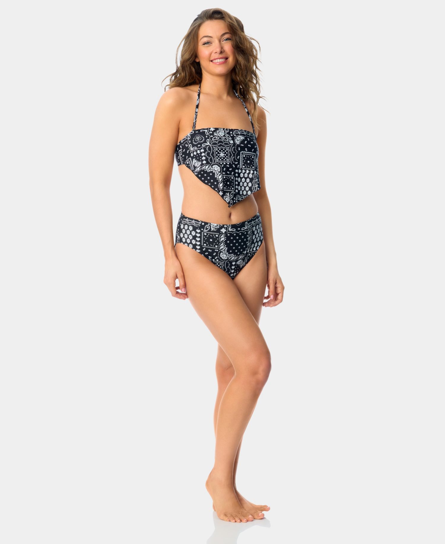 Women's Bandana Print Bandeau Neck Swim Bikini Top
