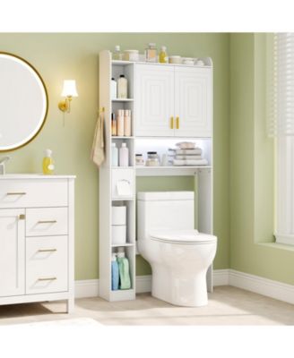 Freestanding Over The bath fixture Storage Cabinet with Double Door Organizer