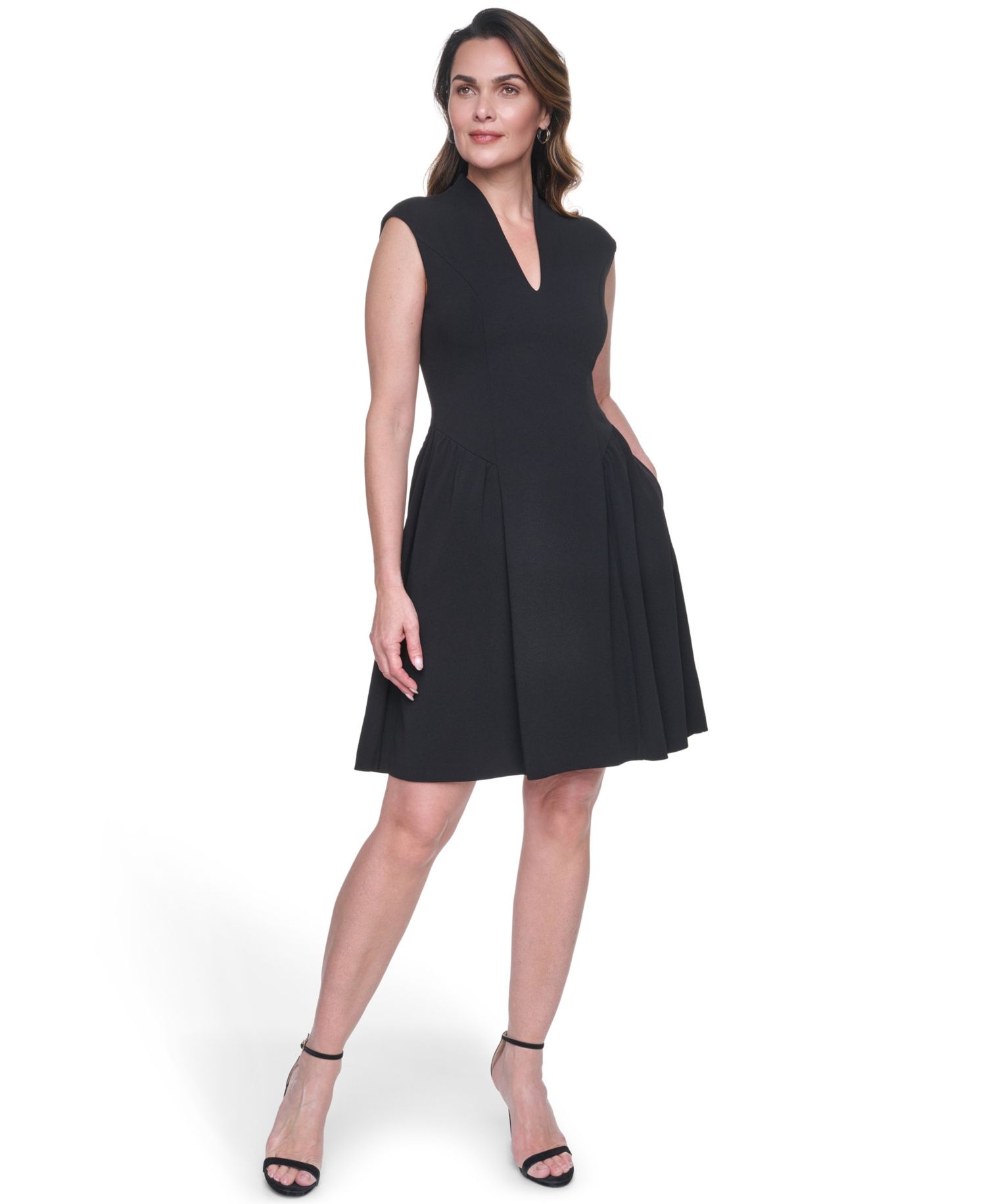 Petite Crepe V-Neck Short Dress