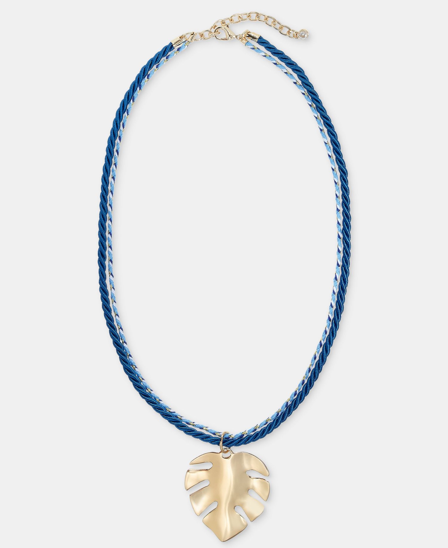 Palm Leaf Double Cord Pendant Necklace, 16" + 2" extender