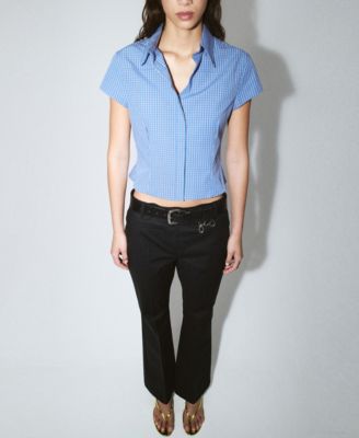 Women's Starring Hailey Bieber Check Crop Shirt