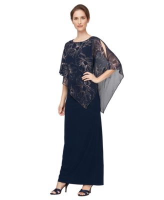 Women's Long Foil Overlay Dress