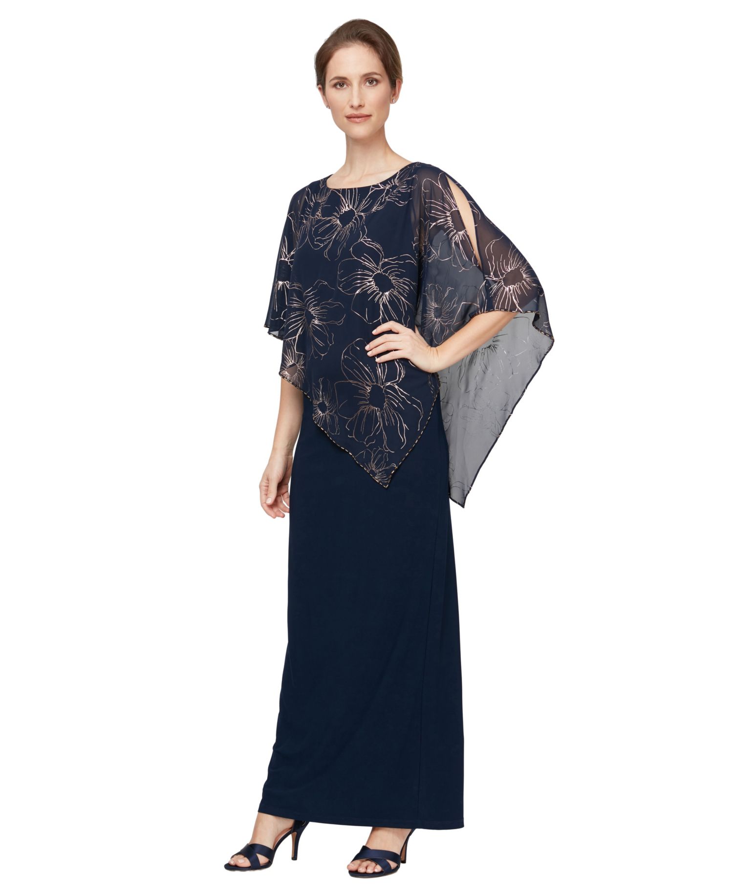 Women's Long Foil Overlay Dress
