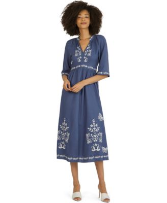 temu elegant dresses for weddings Elegant Embroidered Belted Lace-Up Dresses main image 0