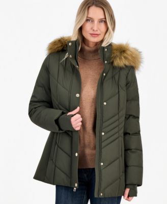 Women's Faux-Fur-Trim Hooded Puffer Coat
