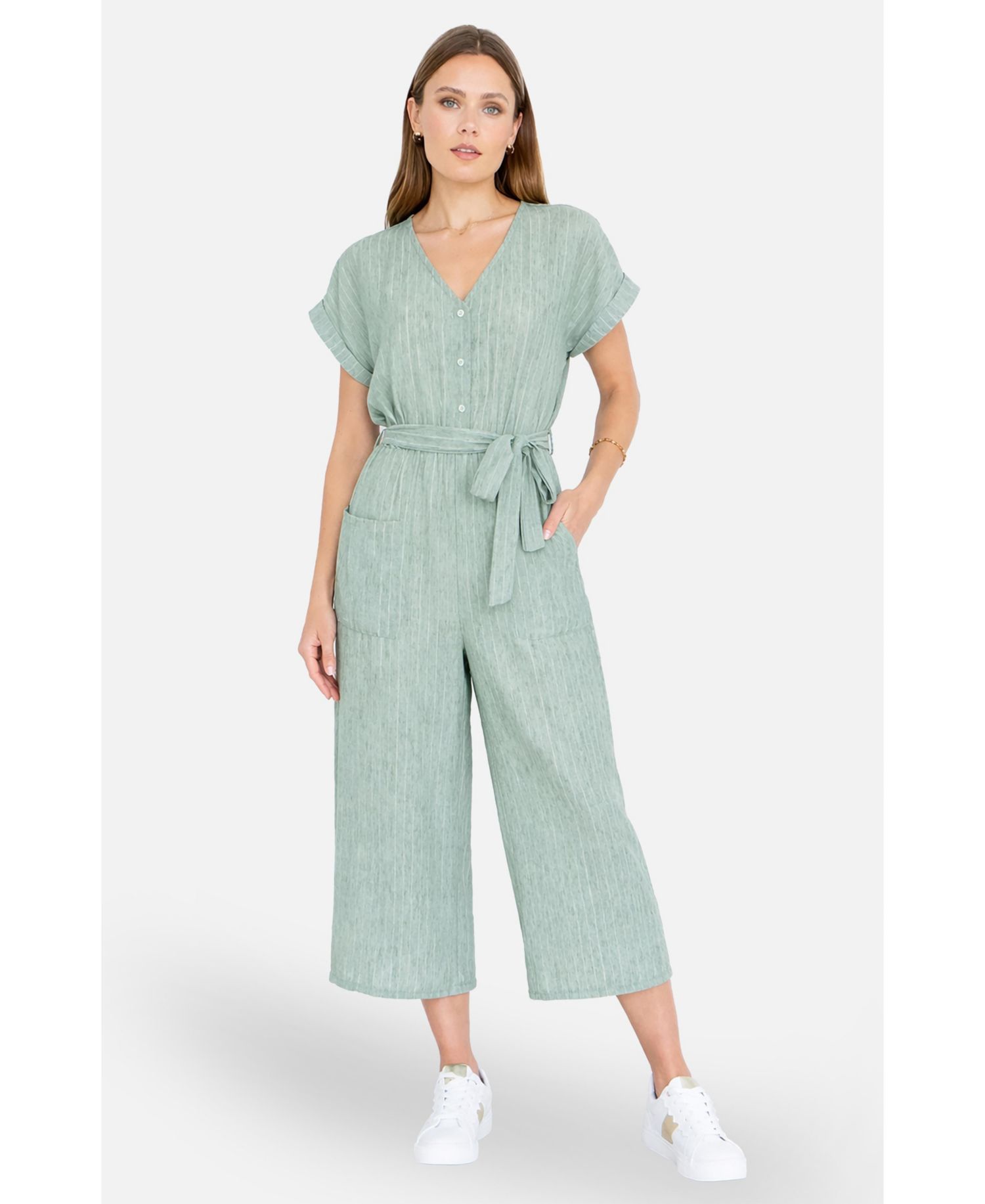 Women's V Neck Kimono Sleeve Jumpsuit