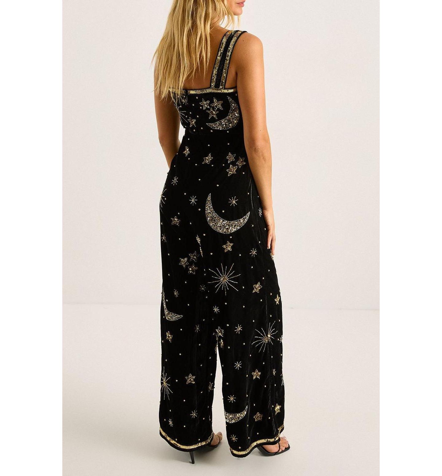 Женский комбинезон Nasty Gal Celestial Square Neck Jumpsuit, цвет: Чёрный — фото 7