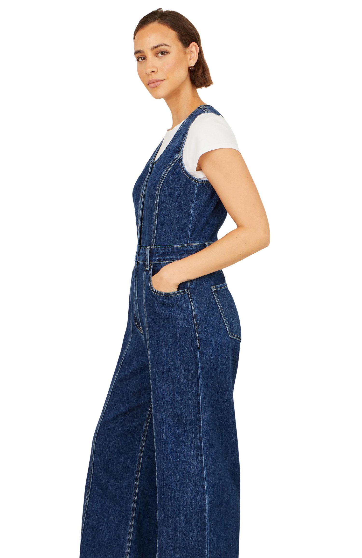 Women's Denim Stretch Fitted Jumpsuit