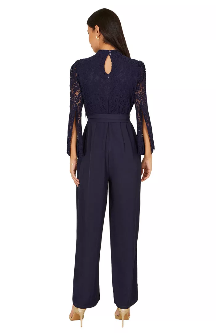Women's Lace Applique Jumpsuit - thumbnail 3