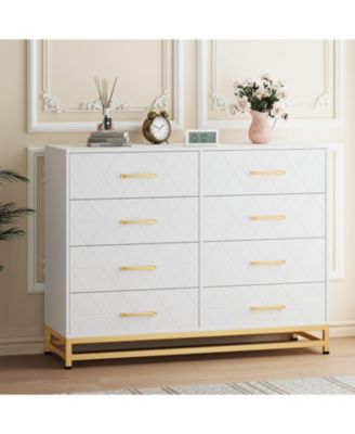 Modern 8-Drawer Tall Wooden Dresser, Space-Saving Storage Chest with Soft-Close Slides and Anti-Tip Kit