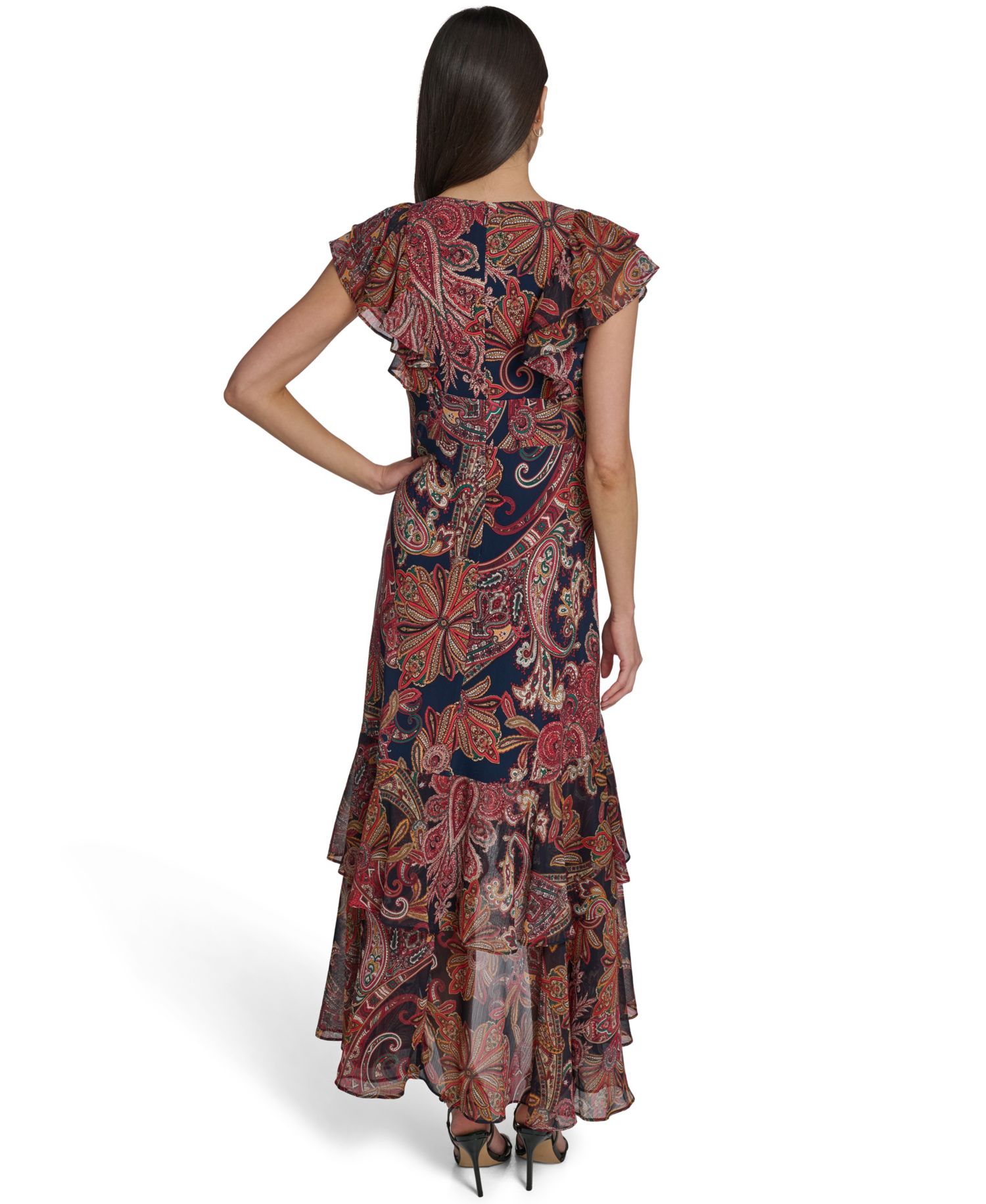 Women's Paisley Print Flutter-Sleeve Dress