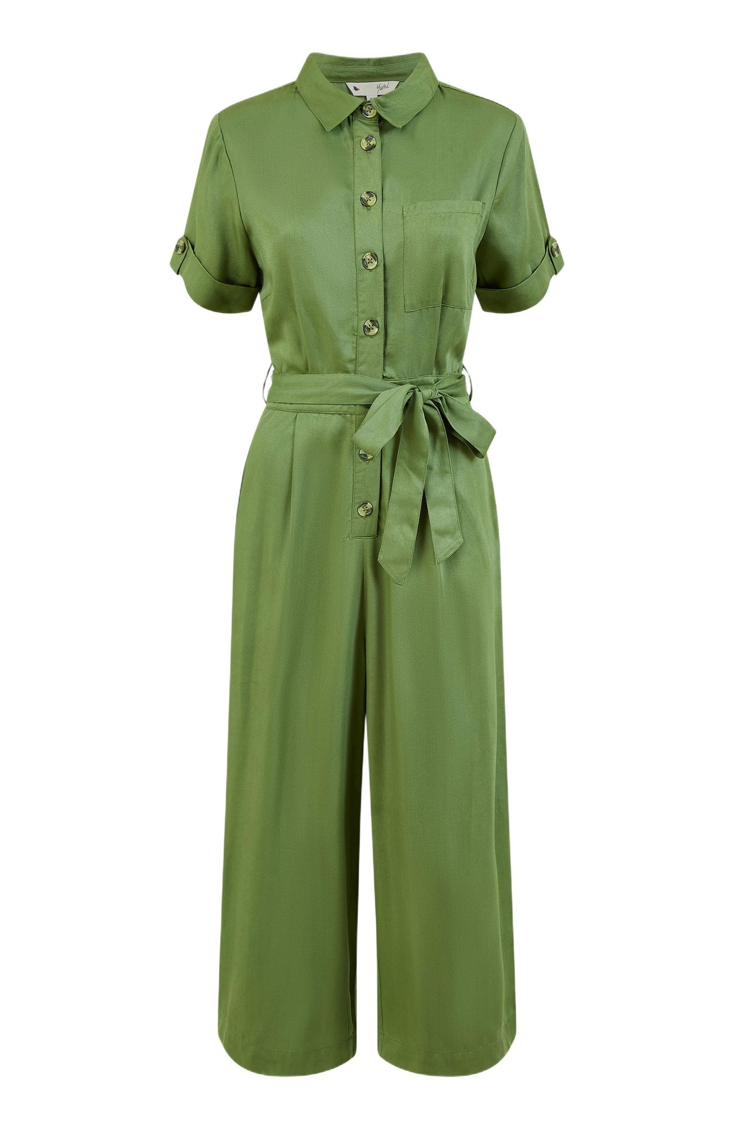 Women's Structured Belted Cropped Jumpsuit