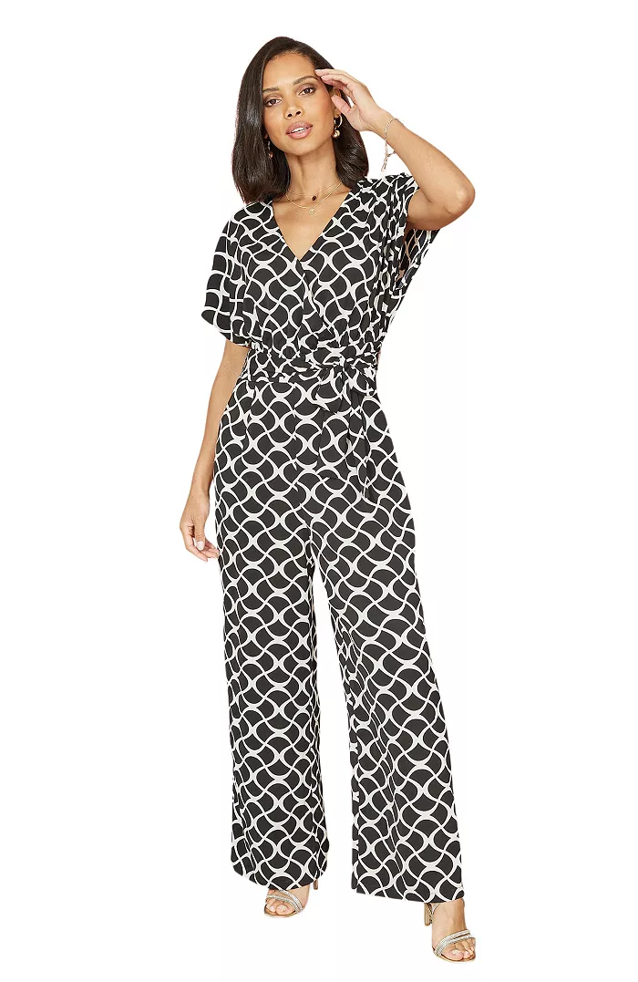 Women's Geometric Print Wrap Jumpsuit - thumbnail 9