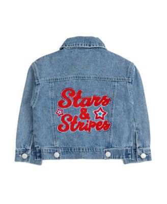 Toddler Girls Stars and Stripes Patch Denim Jacket