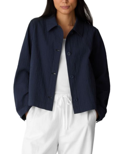 Женские куртки Eileen Fisher Cotton-Blend Classic Collar A-Line Jacket, Regular And Plus