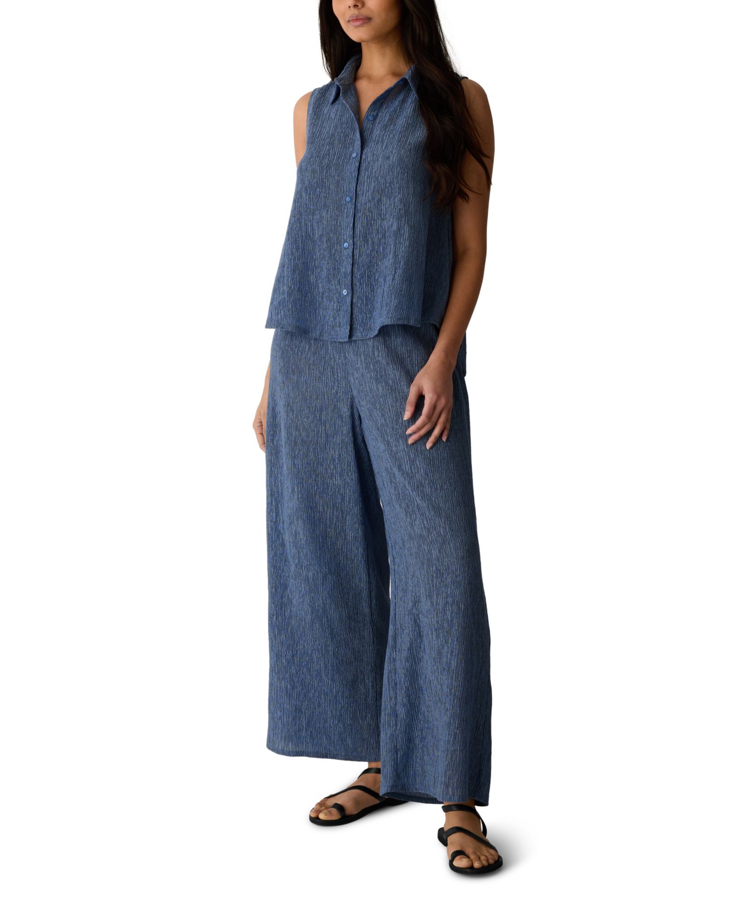 Women's Classic Collar A-Line Sleeveless Shirt, Regular And Plus
