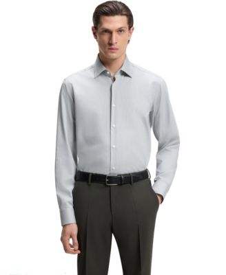 Men's Stretch-Cotton Dobby Regular-Fit Dress Shirt