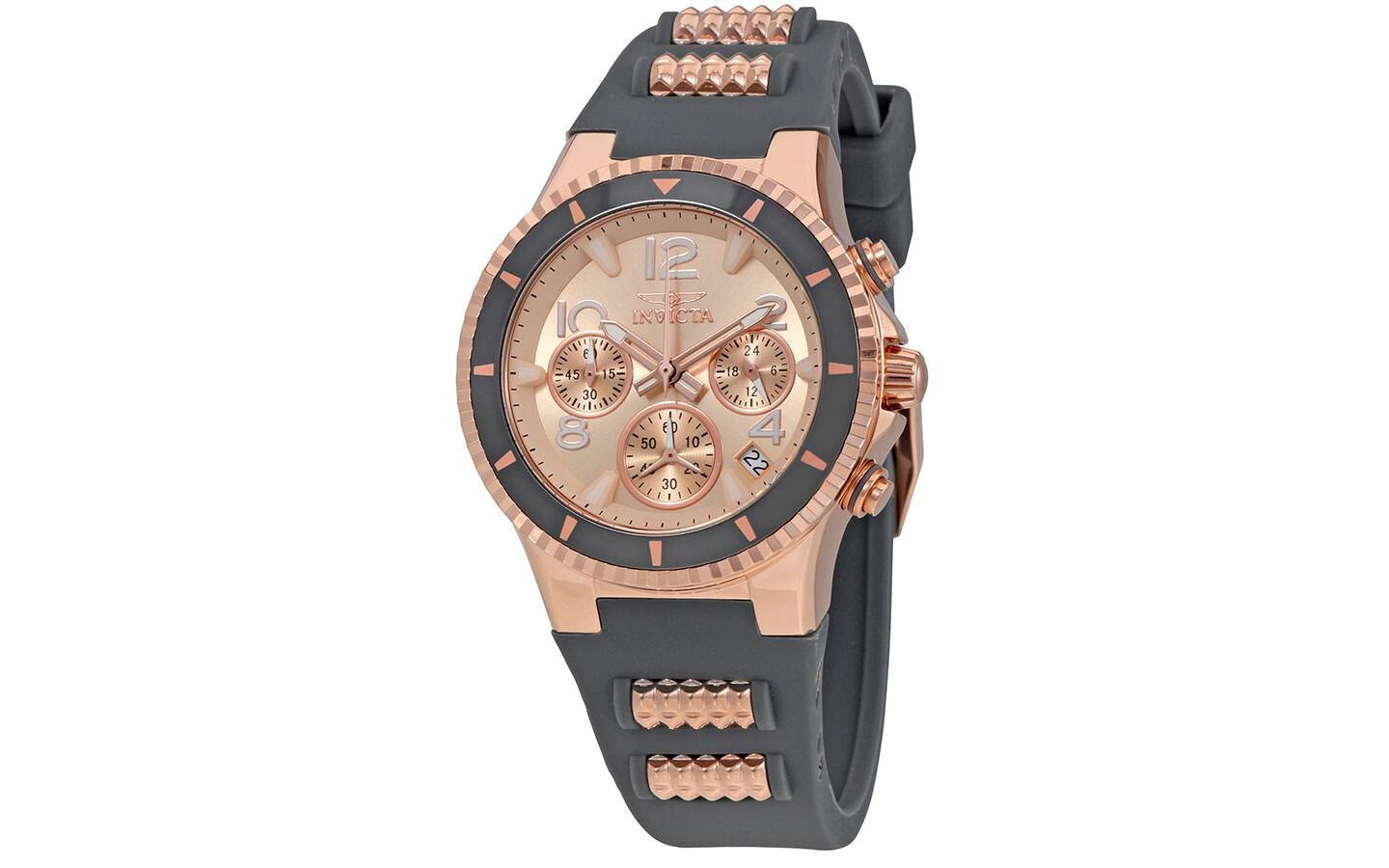 Мужские часы Invicta 24189 BLU Quartz 3 Hand Dial, цвет: Чёрный / Розовое золото — фото 1