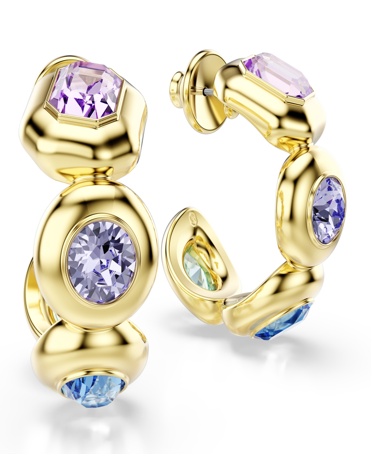 Swarovski Gold-Tone Plated Brass Hoop Earrings