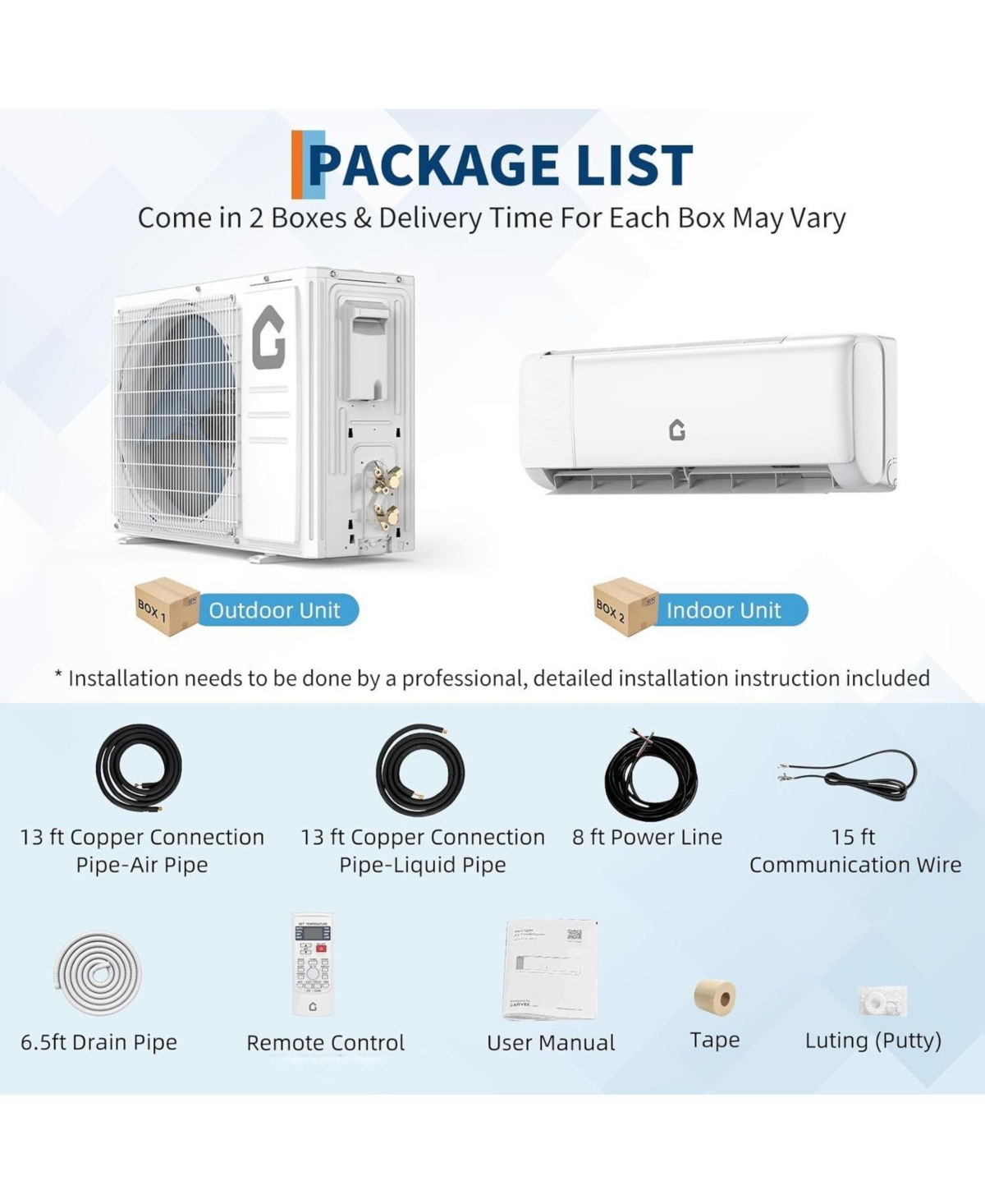 Xo 12,000 Btu Mini Split Air Conditioner and Heat Pump, Cools and Heats Up to 750 Sq.ft. with WiFi, Alexa Control, 208-230v