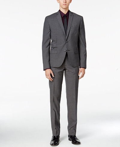 Bar III Men's Charcoal Check Slim-Fit Suit Separates, Only at Macy's