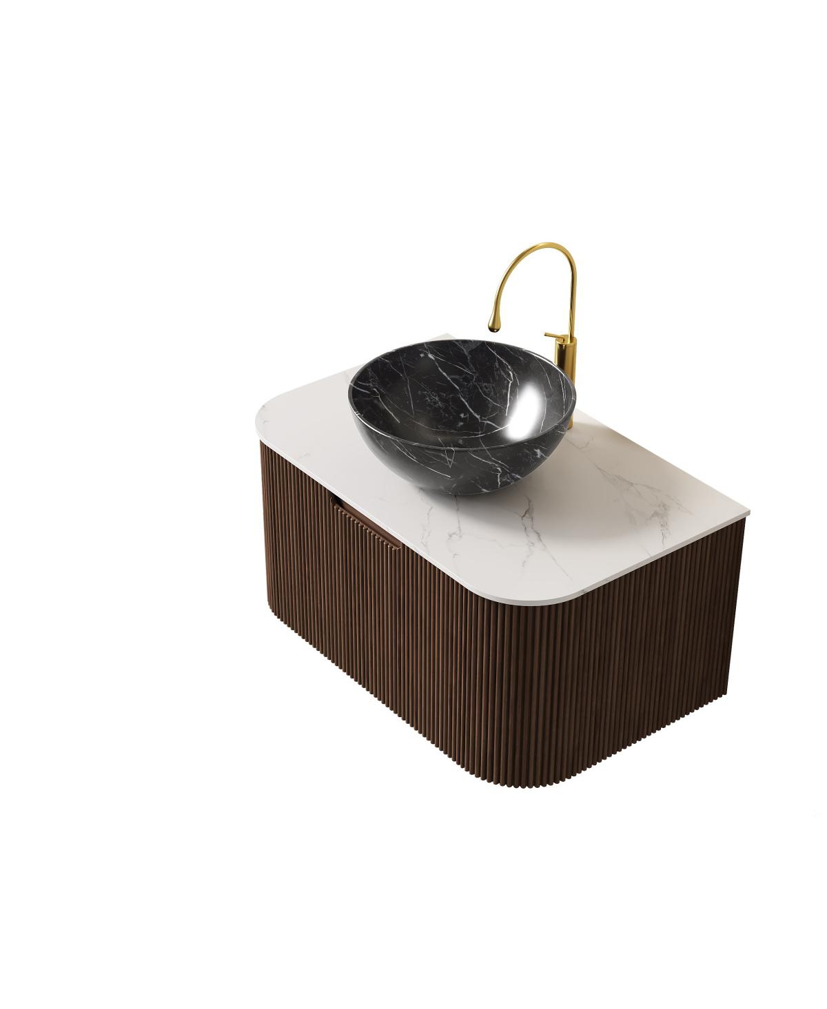 Sillysis Wall Mounted Bathroom Vanity with Artificial Marble Top, Ceramic Basin, Soft Close Drawer