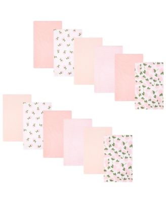 Girl Cotton Poly Flannel Burp Cloths Bundle