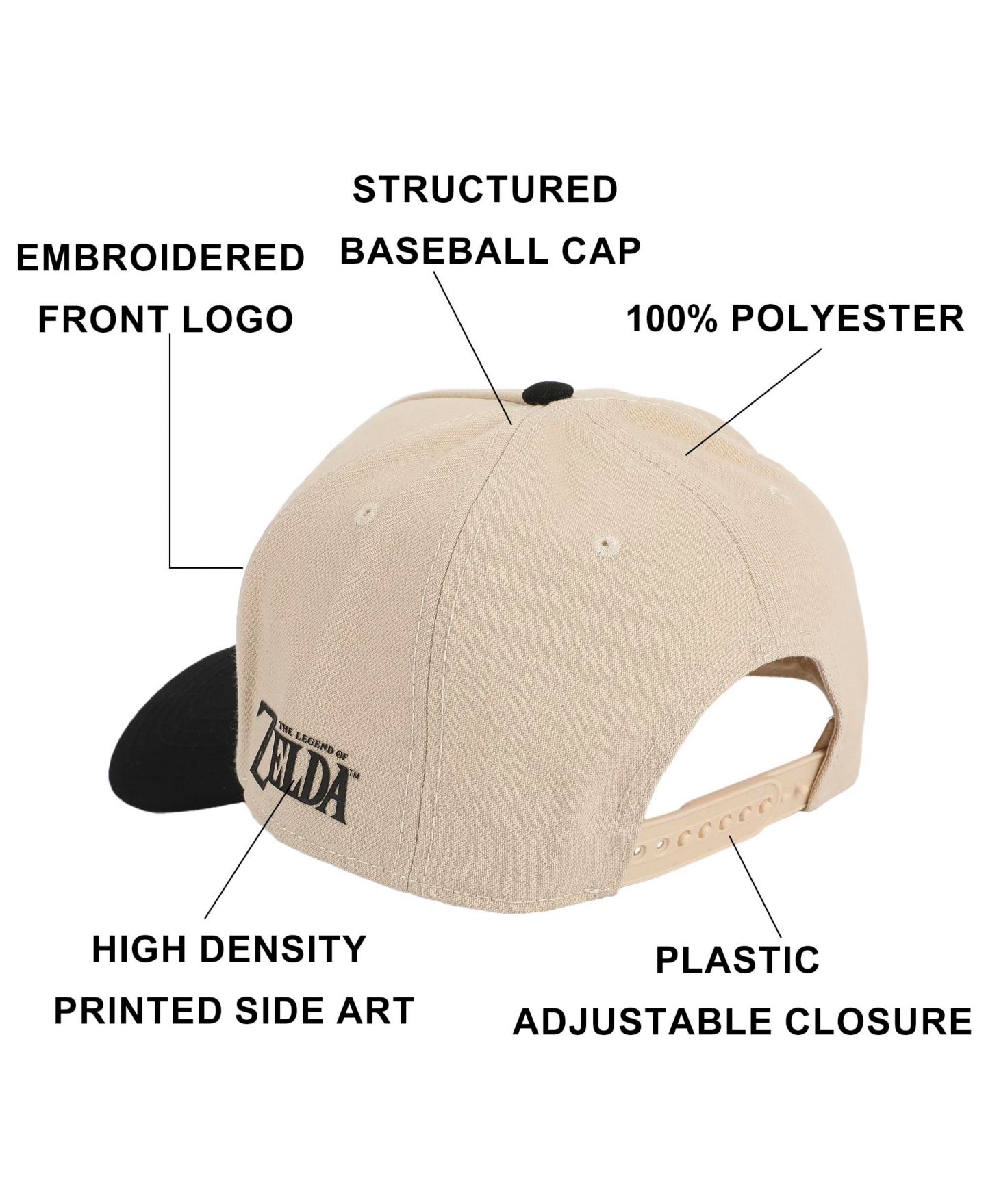 Мужская кепка The Legend of Zelda Hylian Shield Embroidery Poly Wool B104 Snapback, цвет: Белый — фото 11