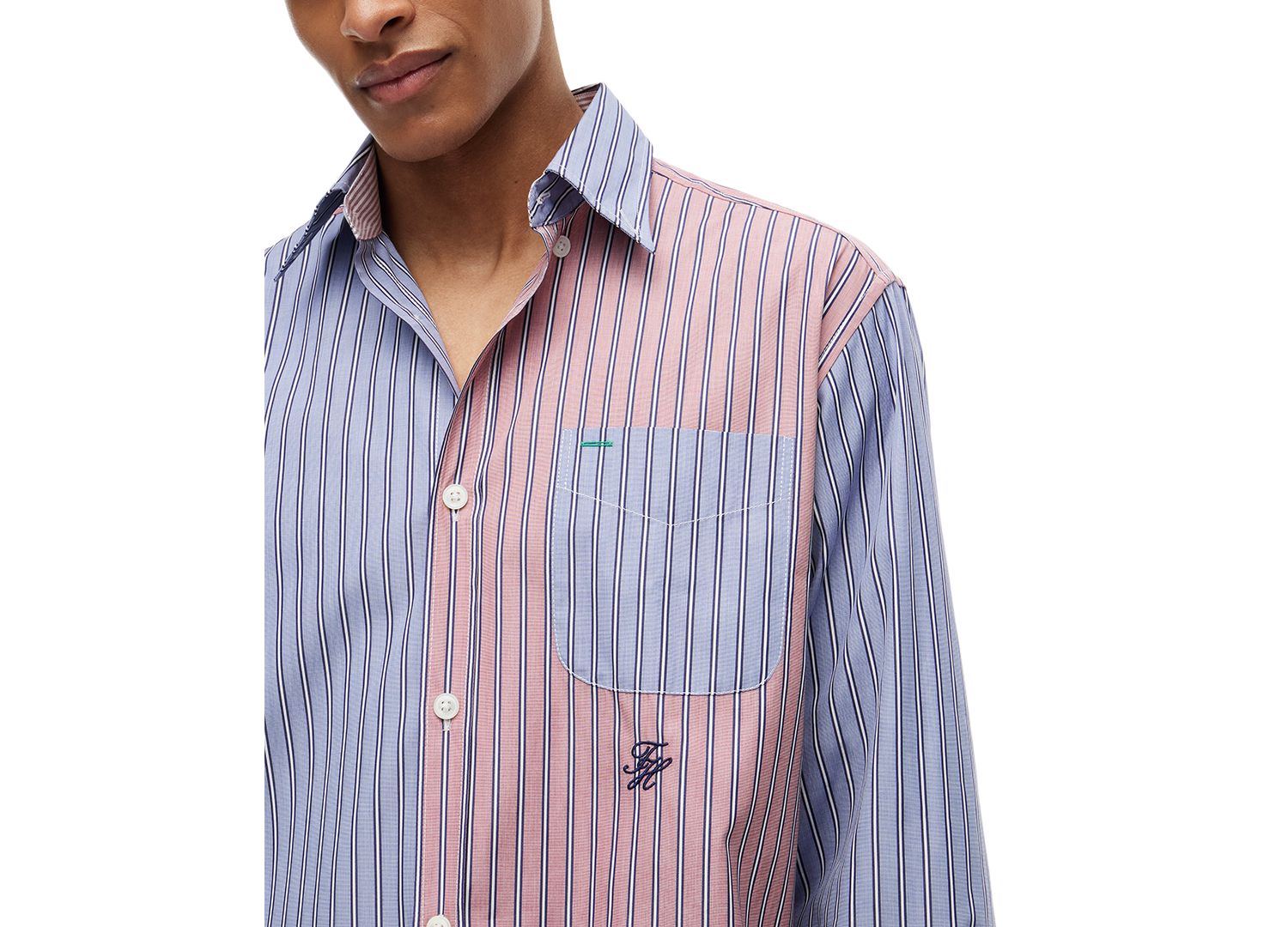 Men's Long-Sleeve Stripe Block Shirt