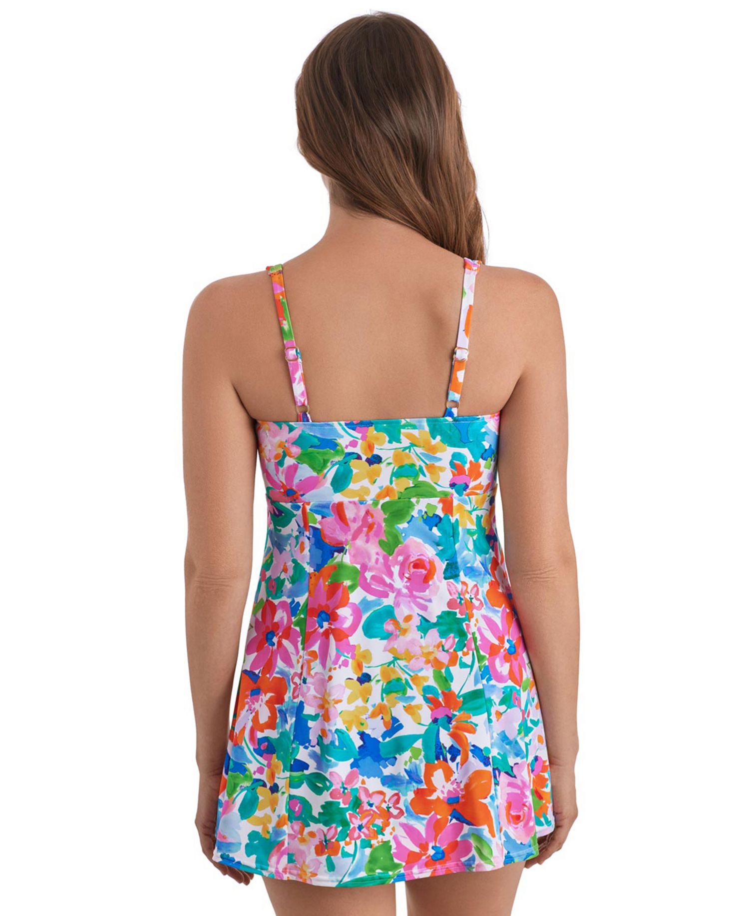 Women's Square Neck Princess Seam Swim Dress