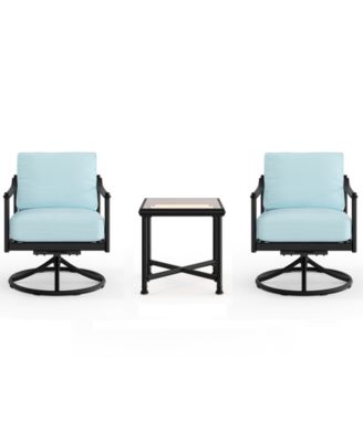 Wellington 3-Piece Outdoor Swivel Rockers and Side Table Set