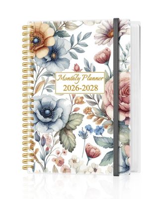 2026-2028 Monthly Planner 36 Month Calendar Flexible Cover Inner Pocket Home School Office Colorful Large Flower