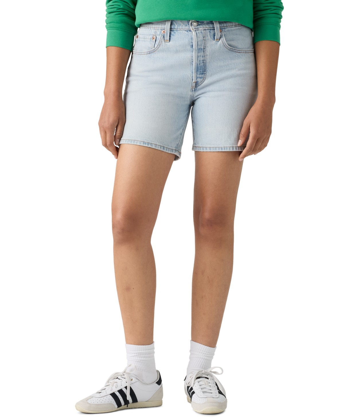 Женские Levi's Women's 501&reg; Mid-Thigh High-Rise Straight-Fit Denim Shorts — фото 1