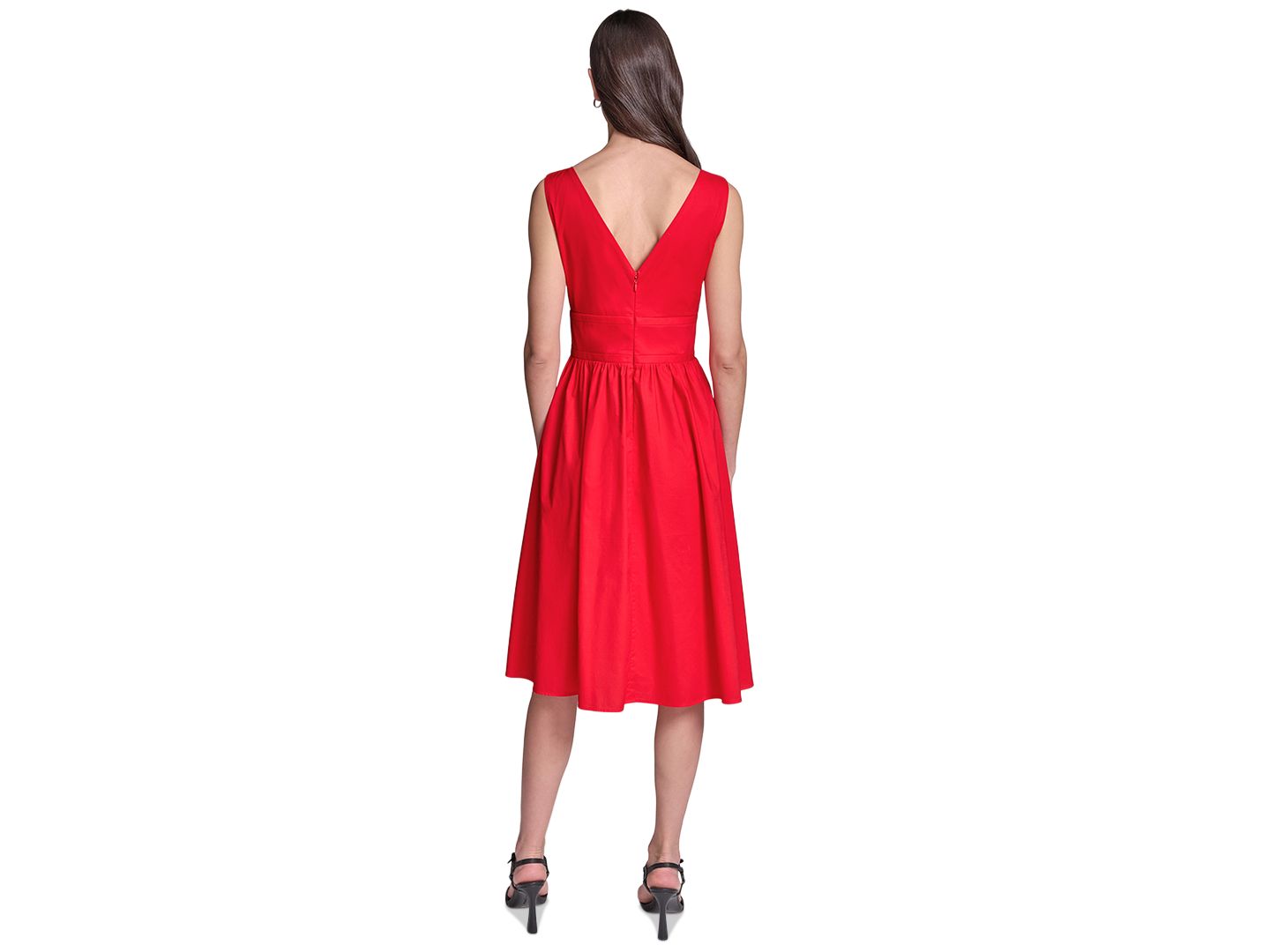 Женское платье KARL LAGERFELD PARIS Double Bow Fit & Flare Midi, цвет: Tomato — фото 5